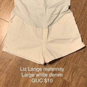 Maternity white jean shorts